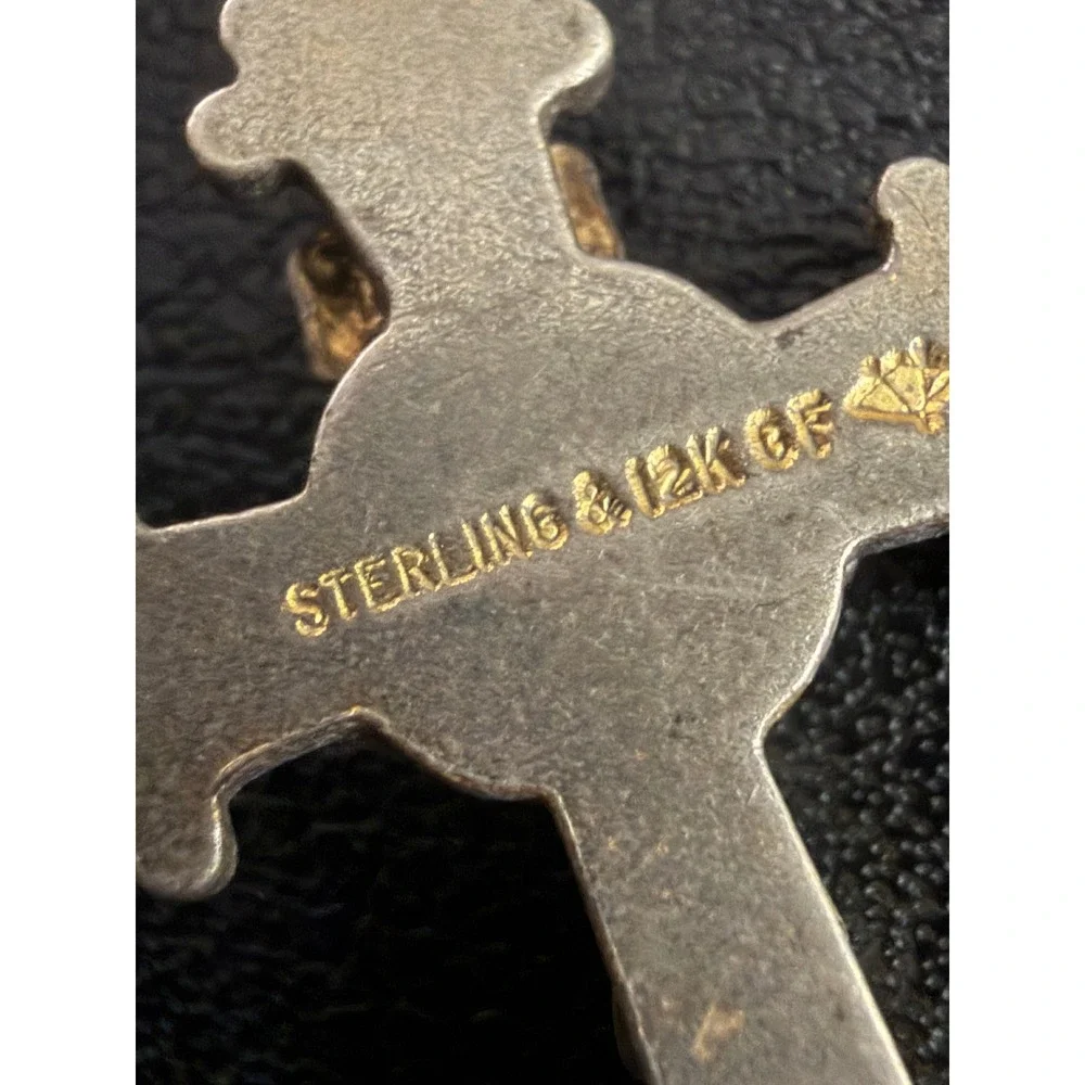 Vintage Cross Necklace Sterling Silver Gold Filled Crucifix 18
